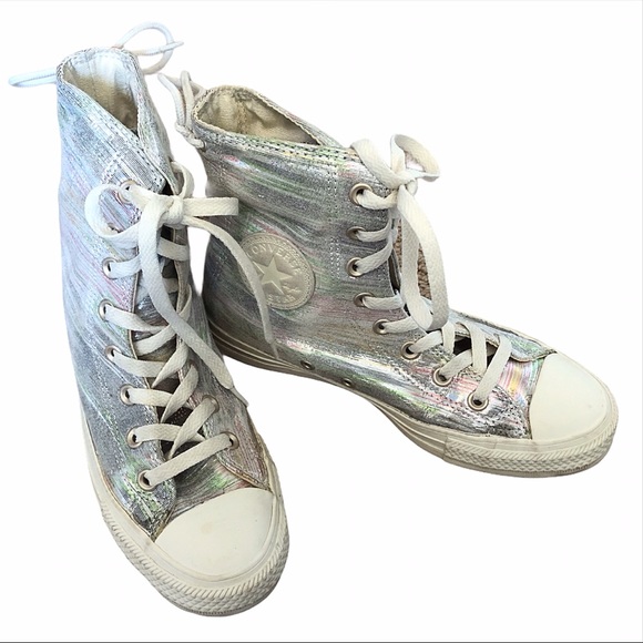 converse high tops iridescent